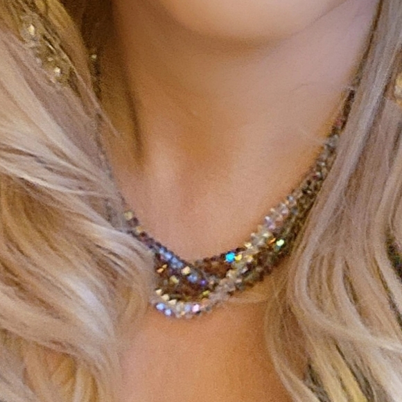 BERGERE Vintage 70's Rare Glass Beads Aurora Borealis Multistrand Necklace - Picture 14 of 16